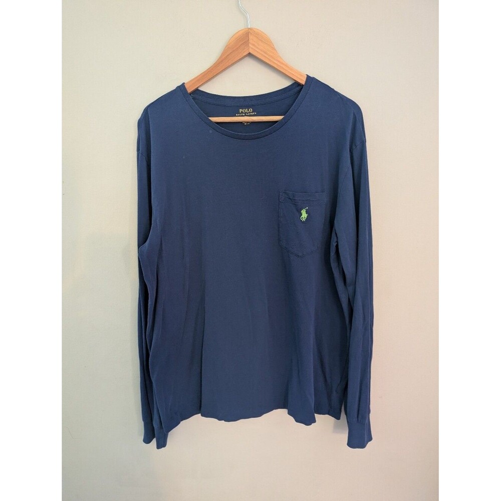 Ralph Lauren Blue Mens Long Sleeve Logo Shirt Size L
